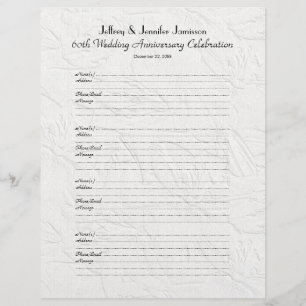 Wedding Anniversary Party Guest Book Sign-In Page