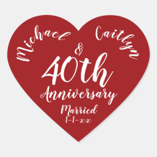 Wedding Anniversary Party Personalised Date Heart Sticker