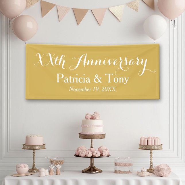 Wedding Anniversary Personalised Gold Banner (Anniversary Banner)