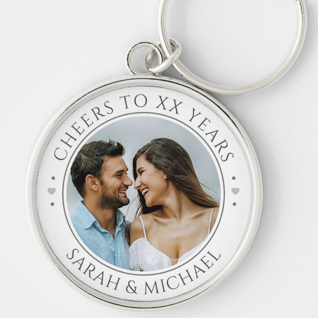 Wedding Anniversary Personalised Photo Key Ring (Front)