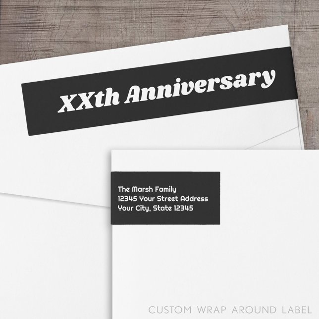 Wedding Anniversary Personalised Return Address Wrap Around Label (Custom Return Address Label with a Wrap Around Feature)