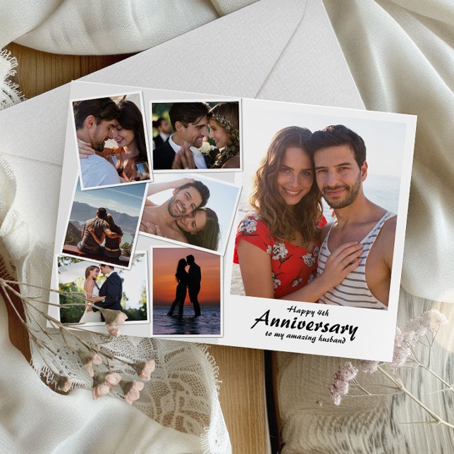 Wedding Anniversary Photo | Collage Card (Capture cherished moments and heartfelt love in one beautiful card.)