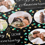 Wedding Anniversary Photo Collage Green Black Gold Wrapping Paper<br><div class="desc">Personalize your gift wrap for an extra special anniversary gift. An editable template, with five of your own photos, the wedding anniversary year and the names of the couple. This elegant and stylish design features confetti hearts and Champagne glasses and comes in emerald green and white, with faux gold elements...</div>