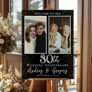 Wedding anniversary photo collage welcome poster