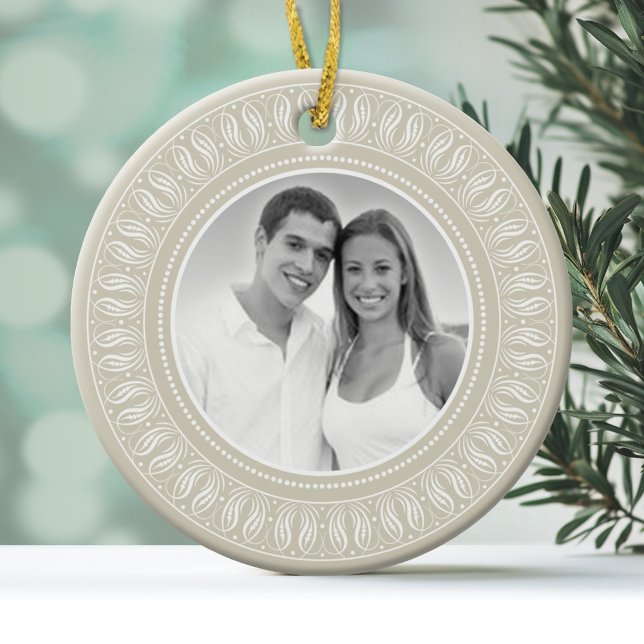 Wedding Anniversary Photo Frame Ceramic Tree Decoration (Personalized Photo Ornament)
