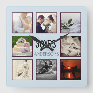 Wedding Anniversary Photo Instagram Custom Square Wall Clock