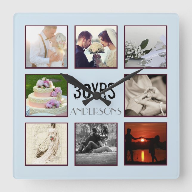 Wedding Anniversary Photo Instagram Custom Square Wall Clock (Front)