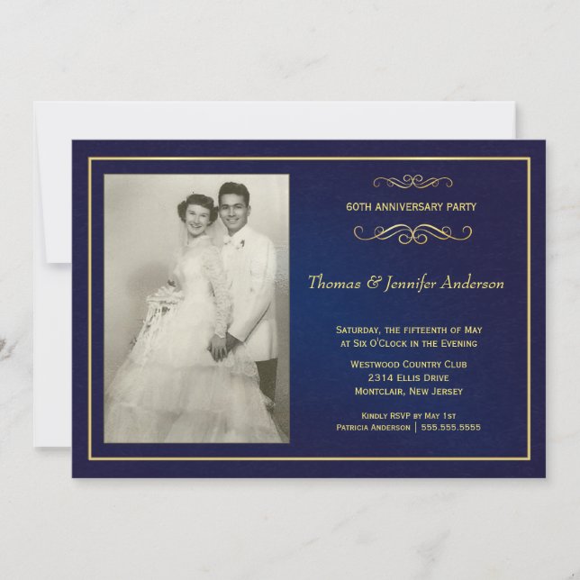 Wedding Anniversary Photo Invitations - 60th, 50th (Front)