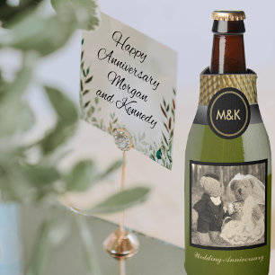 Wedding Anniversary Photo Mini Sparking Wine Bottle Cooler