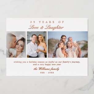 Wedding Anniversary Photo Story Elegant Monogram Foil Holiday Card