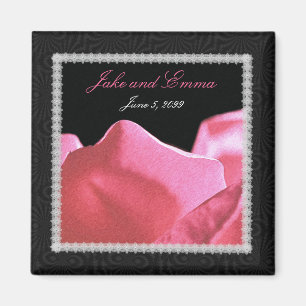 Wedding Anniversary Pink Rose Petals Magnet