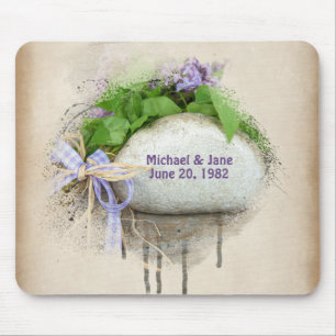 wedding anniversary rock and lilacs mouse pad