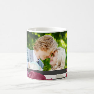 Wedding Anniversary Roses, Stripes, Custom Photo Coffee Mug