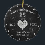 Wedding Anniversary Rustic Vintage Ceramic Tree Decoration<br><div class="desc">Customise this cute chalkboard rustic vintage look ornament.</div>