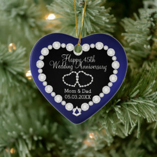 Wedding Anniversary    Saphirre Blue   DIY Text  Ceramic Ornament