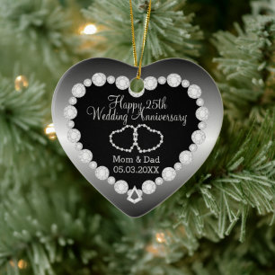 Wedding Anniversary   Silver   DIY Text Ceramic Ornament