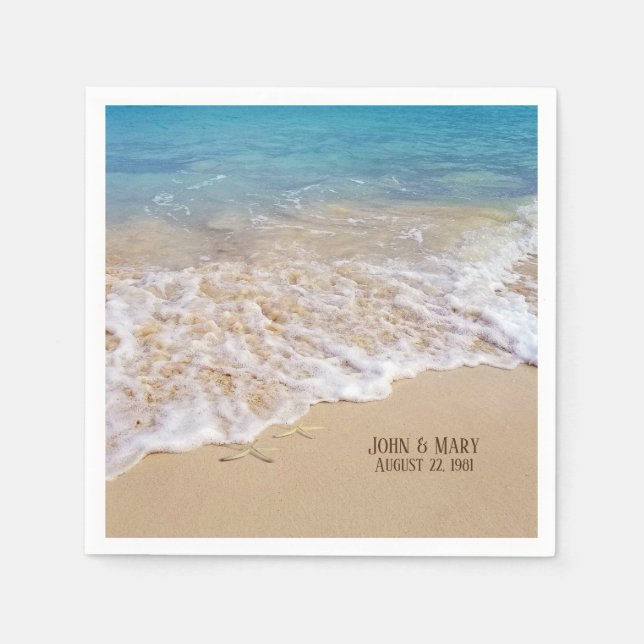 Wedding Anniversary starfish Napkin (Front)