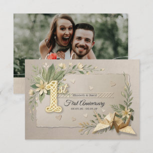 Wedding Anniversary Thank you Photo Couple Cranes Card