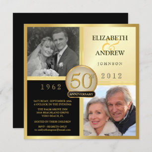 Wedding Anniversary Then & Now Photo Invitations