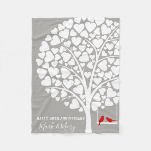 Wedding Anniversary Tree With birds Fleece Blanket