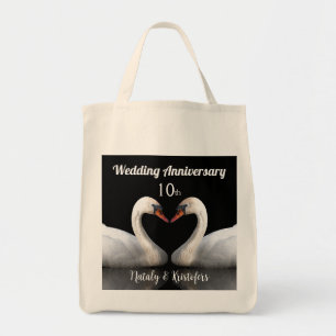 Wedding Anniversary two swans Black Tote Bag