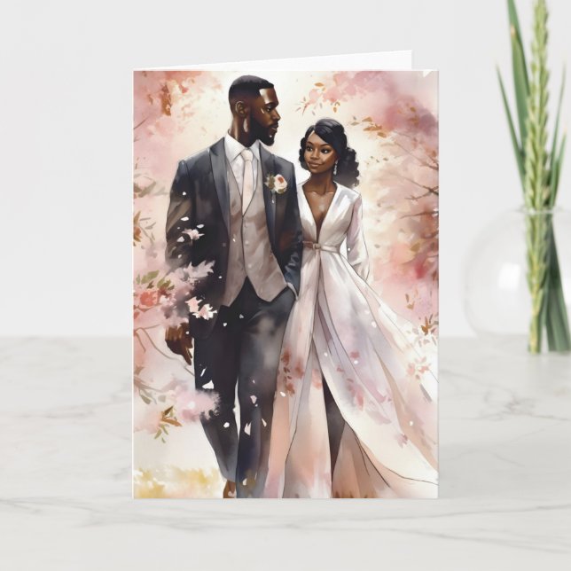 Wedding Anniversary Valentine Black Couple Card (Front)