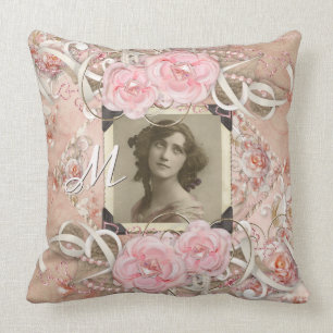 Wedding Anniversary Victorian Bride Roses Pearls Cushion