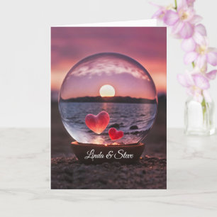 Wedding Anniversary with Custom Names Hearts  Card