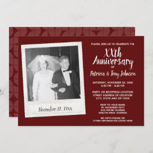 Wedding Anniversary with Vintage Photo - burgundy Invitation