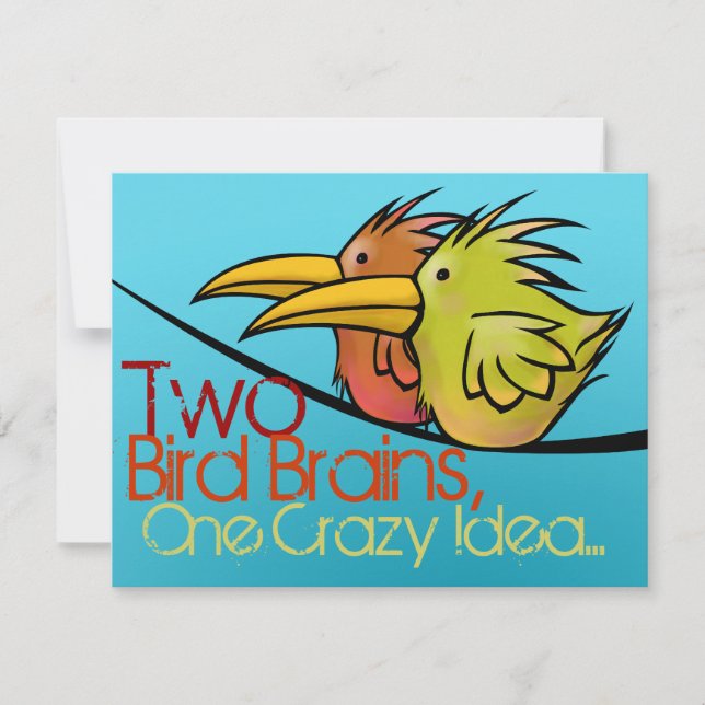 Wedding Announcement, 2 Birds on a Wire, Funny Invitation (Front)
