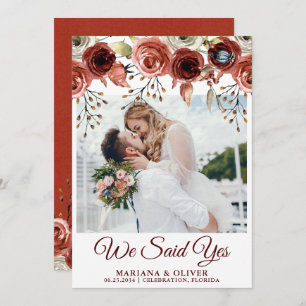 Wedding Announcement Autumn Mix Watercolor Floral