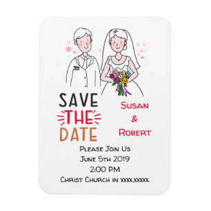 Wedding Announcement Bride And Groom Save The Date Magnet