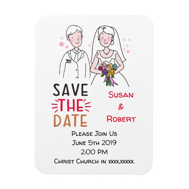 Wedding Announcement Bride And Groom Save The Date Magnet (Vertical)