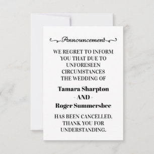 Wedding Announcement Cancellation Cards