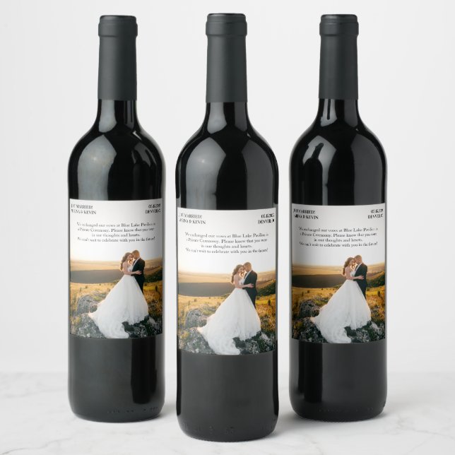 Wedding Announcement custom full photo Wine Label (Bottles)