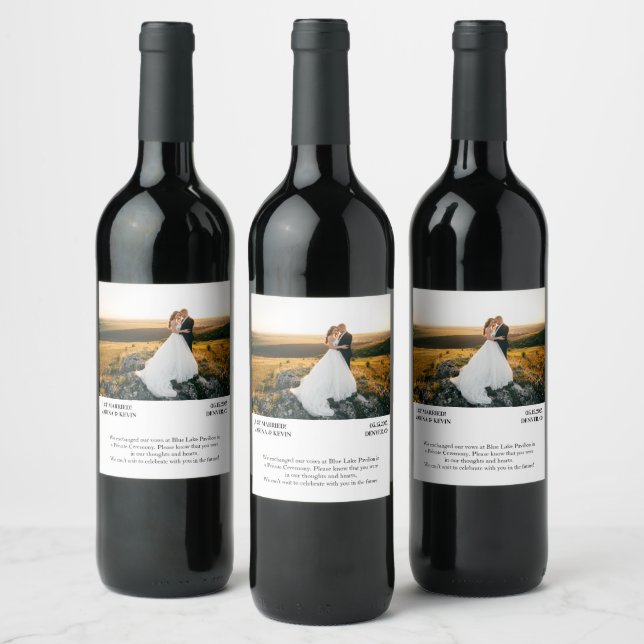 Wedding Announcement custom photo Wine Label (Bottles)