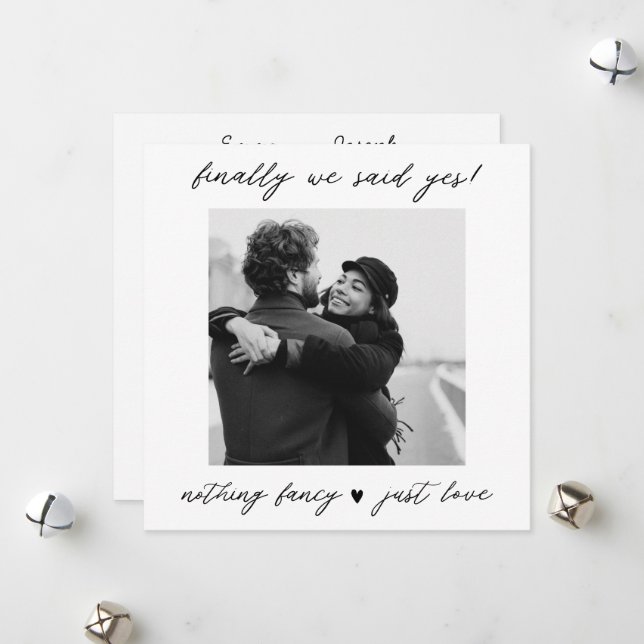Wedding Announcement "Nothing fancy just love" (Front/Back In Situ)