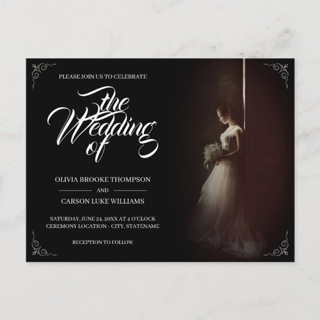 Wedding announcement with standing bride - Classic (Front)