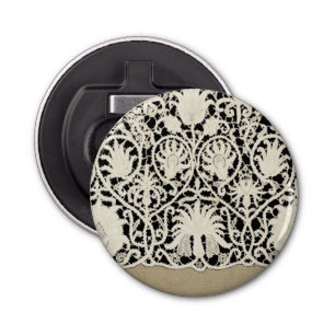 Wedding Antique Lace Linen White Classic Pretty Bottle Opener