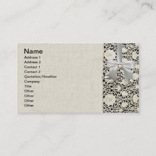 Wedding Antique Lace Linen White Classic Pretty Business Card