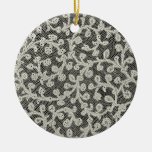 Wedding Antique Lace Linen White Classic Pretty Ceramic Tree Decoration