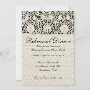 Wedding Antique Lace Linen White Classic Pretty Invitation