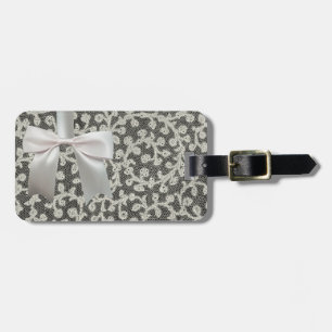 Wedding Antique Lace Linen White Classic Pretty Luggage Tag