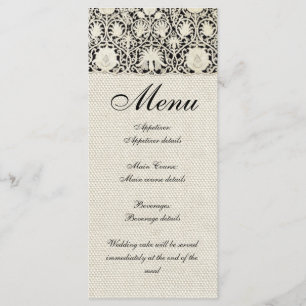 Wedding Antique Lace Linen White Classic Pretty Menu