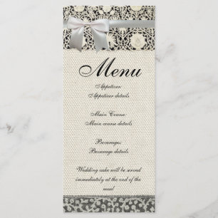 Wedding Antique Lace Linen White Classic Pretty Menu