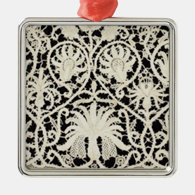 Wedding Antique Lace Linen White Classic Pretty Metal Tree Decoration (Front)