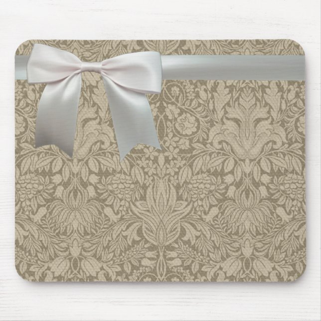 Wedding Antique Lace Linen White Classic Pretty Mouse Pad (Front)