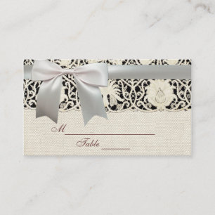 Wedding Antique Lace Linen White Classic Pretty Place Card
