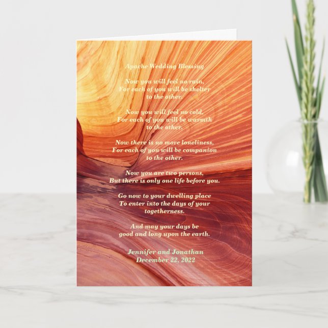 Wedding Apache Blessing Feel No Rain Inside v2 Card (Front)
