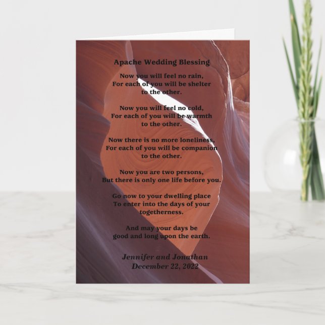 Wedding Apache Blessing Feel No Rain Inside v2 Card (Front)